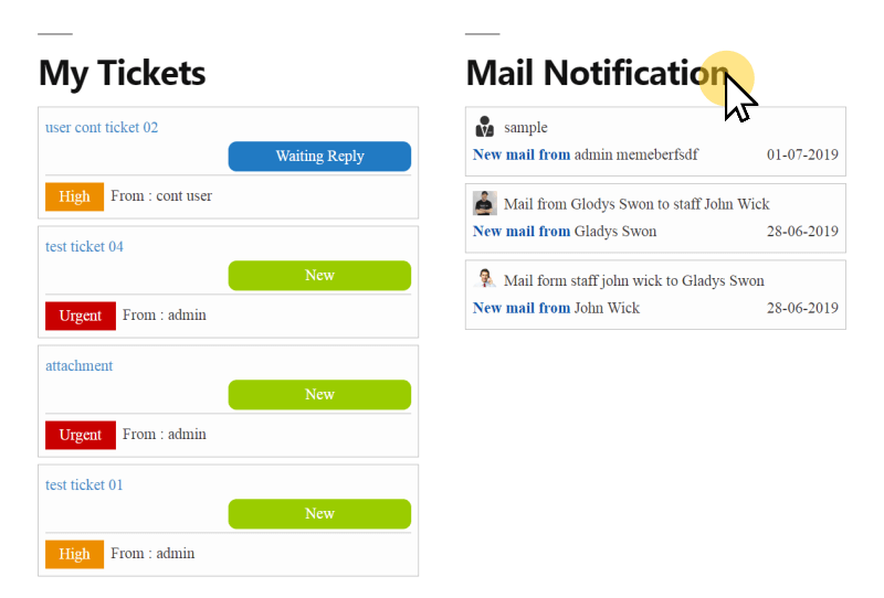 admin mail notification