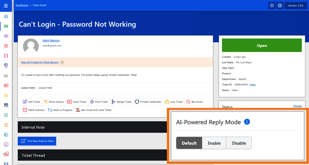 Admin AI Powered Reply